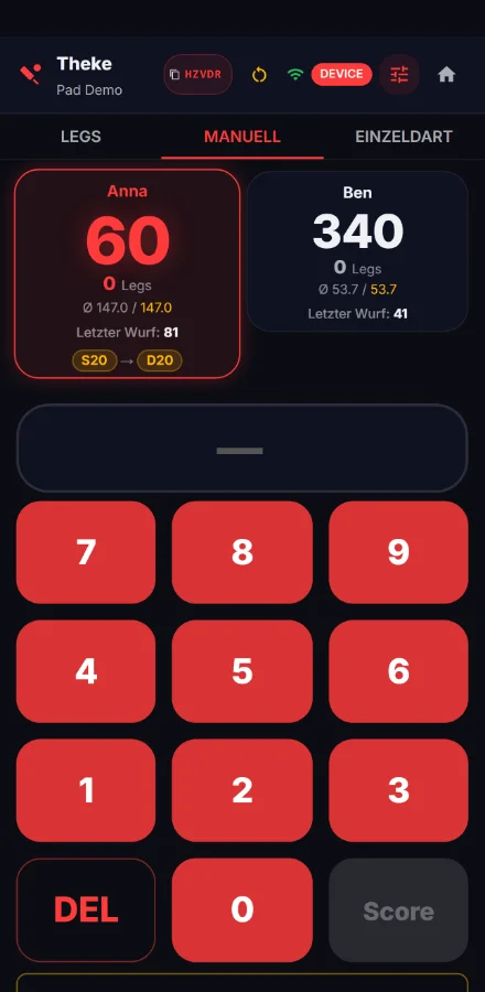 Live-Scoring direkt am Handy — Spieler tippen ihren Score ohne App