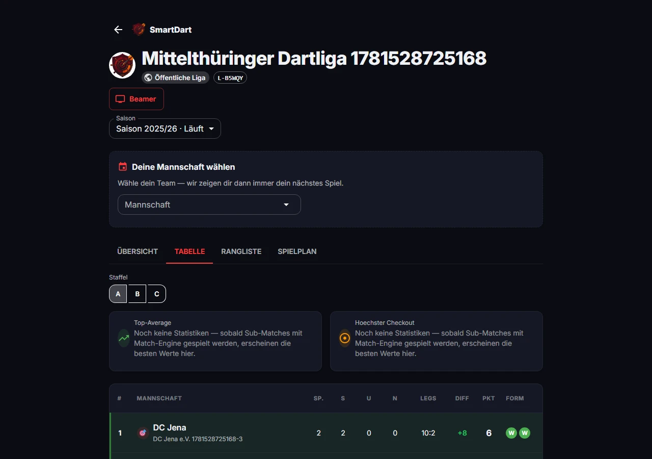 Öffentliches Zuschauer-Portal mit Staffel-Auswahl